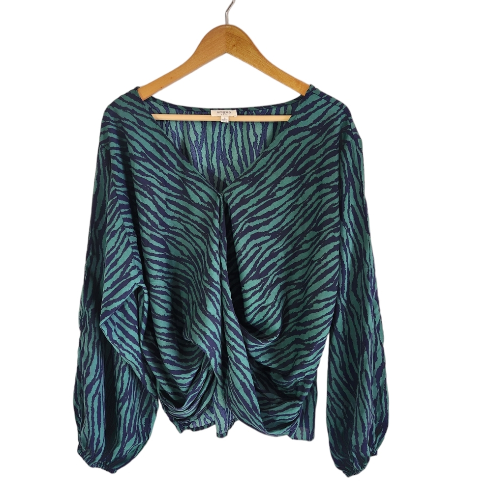 Blue and Green Zebra Print Women's Top